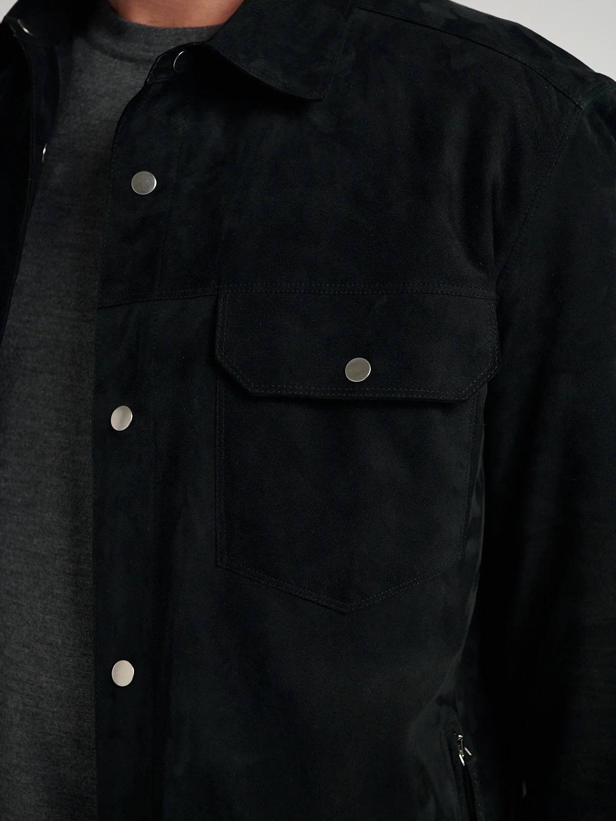 Black Suede Overshirt - Image 3