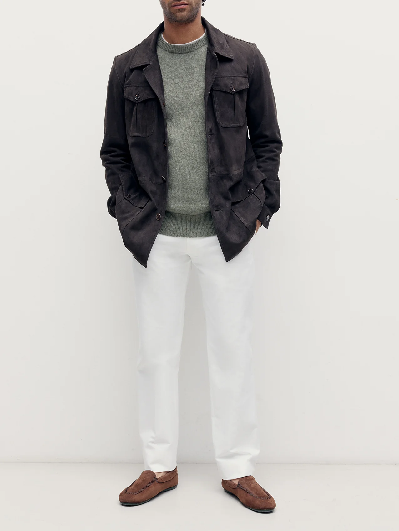 Brown Suede Safari Jacket - Image 2