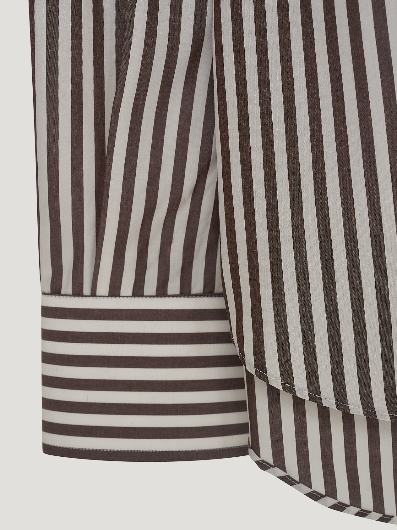 Brown Tencel Stripe Shirt - Image 2