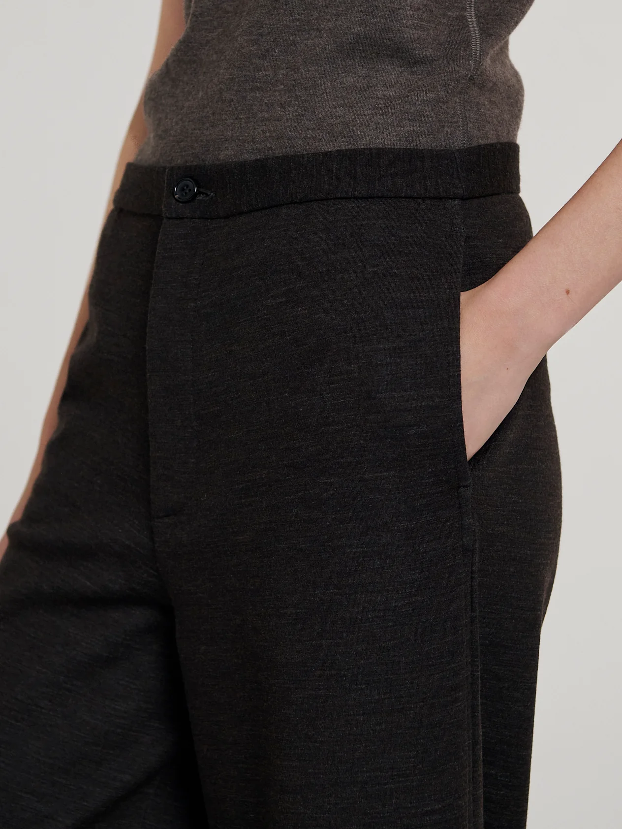 Brown/Grey Wide Leg Jersey Trouser - Image 2